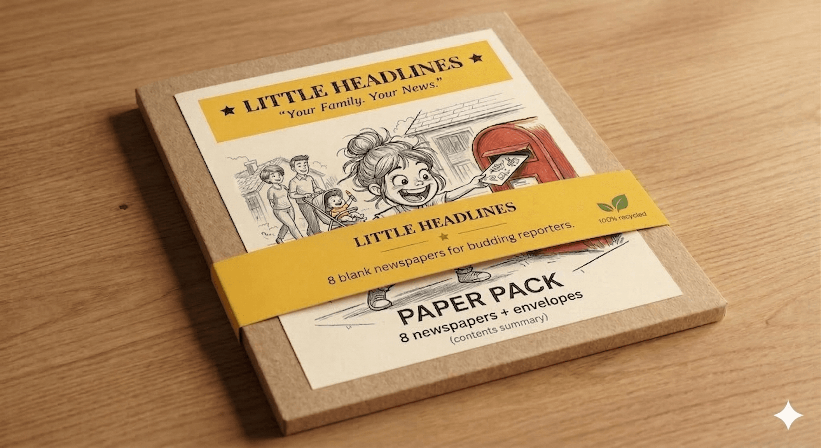 Little Headlines Paper Pack — 8 blank newspapers and envelopes